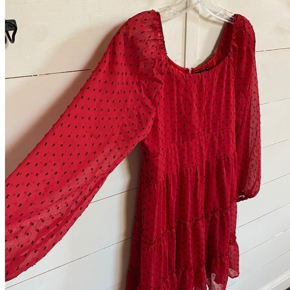 Trixxi Girl Red‎ Black Sheer Dot Party Dress Goth Red Devil Vamp - Juniors XL - Picture 6 of 12
